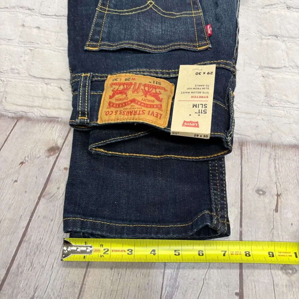 NWT Levi's 511 Slim Fit Jeans Men Size 29x30 Blue Denim Stretch D129 -7
